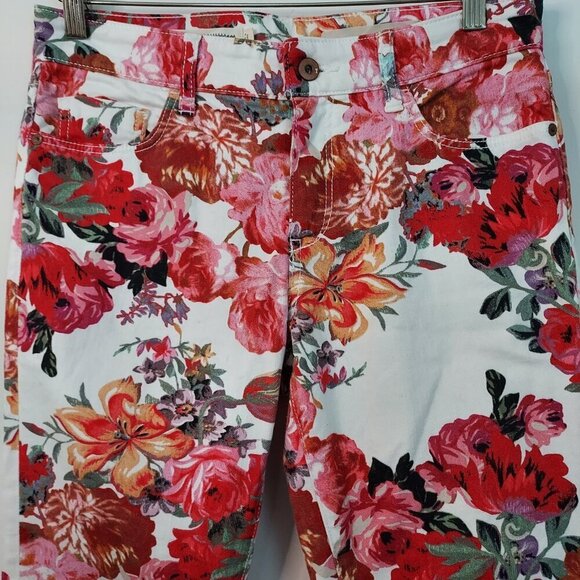 Anthropologie Pilcro Mid Rise Skinny Rose Floral Jeans Size 28 - Picture 4 of 12